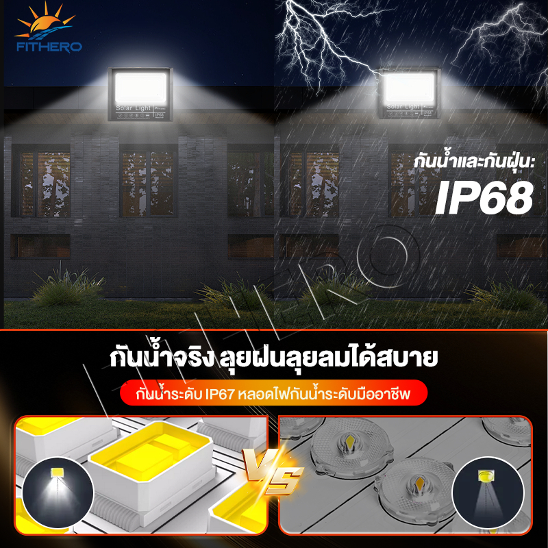FITHERO solar 【รับประกัน 5ปี】90000W ไฟโซล่าเซลล์ IP68 Solar Light กันน้ำกลางแจ้ง ไฟสปอร์ตไลท์โซล่าเซลล์ หลอด LED ขนาดใหญ ราคา ถูกที่สุด ดีลบีเคเค แกลเลอรีภาพที่ 3