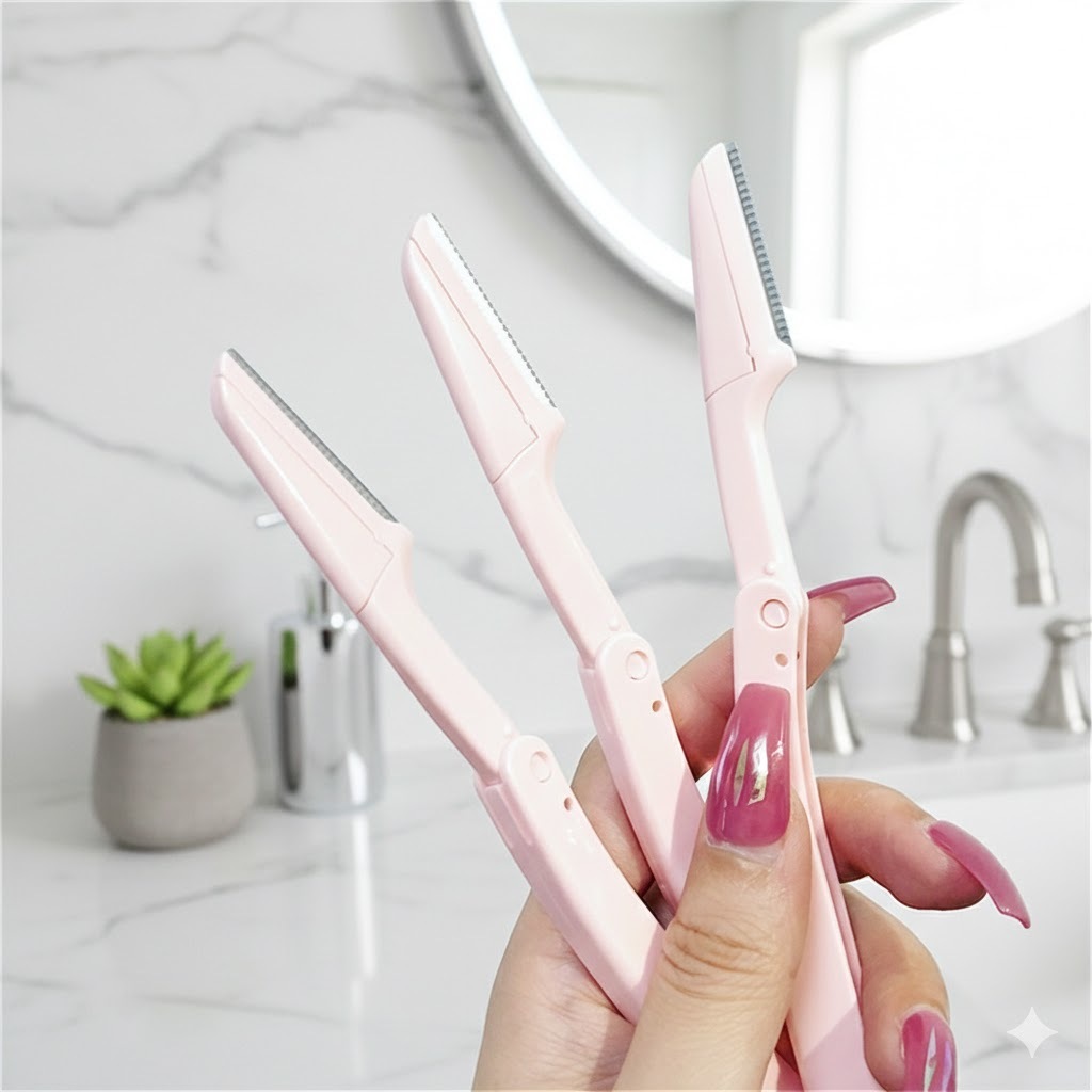 (มีส่งด่วน)   มีดโกนกันคิ้ว / มีดโกนหน้าแบบพับเก็บได้ 1 ชุด 3 ชิ้น