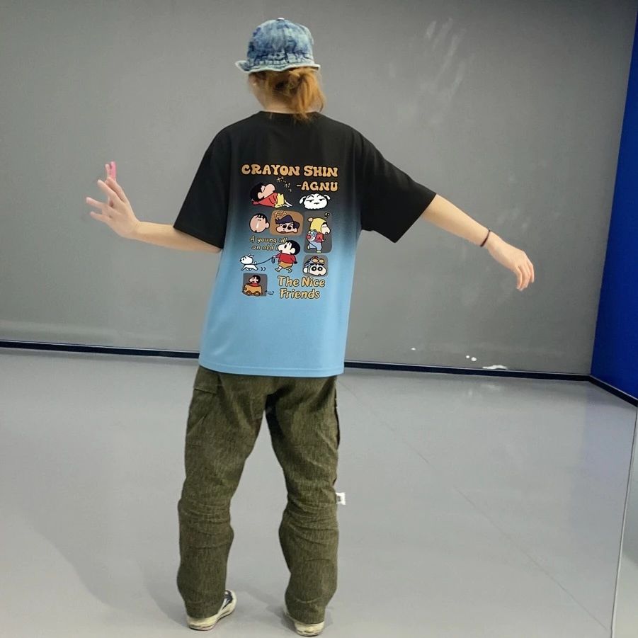 เสื้อทรงหลวมมัดย้อมวินเทจเท่ oversize เสื้อผ้าแฟชั่นสาวอวบไซส์ใหญ่ เสื้อโอเวอร์ไซส์ผู้หญิงกําลังฮิตเกาหลี ลายการ์ตูน 3XL thumbnail 8