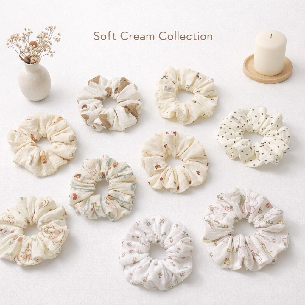 ยางรัดผม •BK-TIN HANDMADE• Soft Cream Collection 🧸