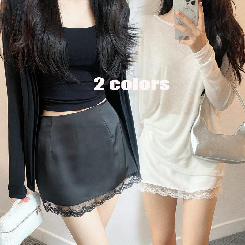 Dahong CUTE 🔥กระโปรงสีพื้น กระโปรงลูกไม้สําหรับผู้หญิง พร้อมส่ง 99067