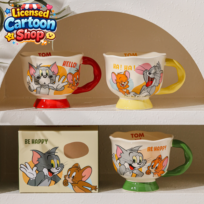 【ของแท้】Tom and Jerry แก้วเซรามิค แก้วน้ำ แก้วกาแฟ 340ml ลายน่ารัก กล่องสวยงาม ของขวัญวันหยุด ใช้ทุกวัน ส่งฟร