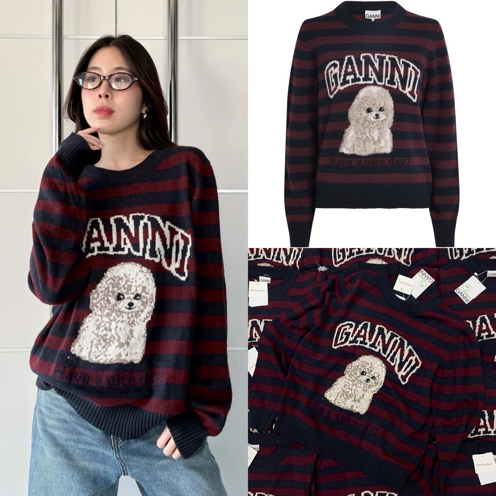 GANNI WORLD WOOL SWEATER 🧣❄️🧸 เสื้อสเวสเตอร์ไหมพรมงานแบรนด์ดัง แบบคุณเป้ยใส่ เกาหลีใส่กันเยอะมาก