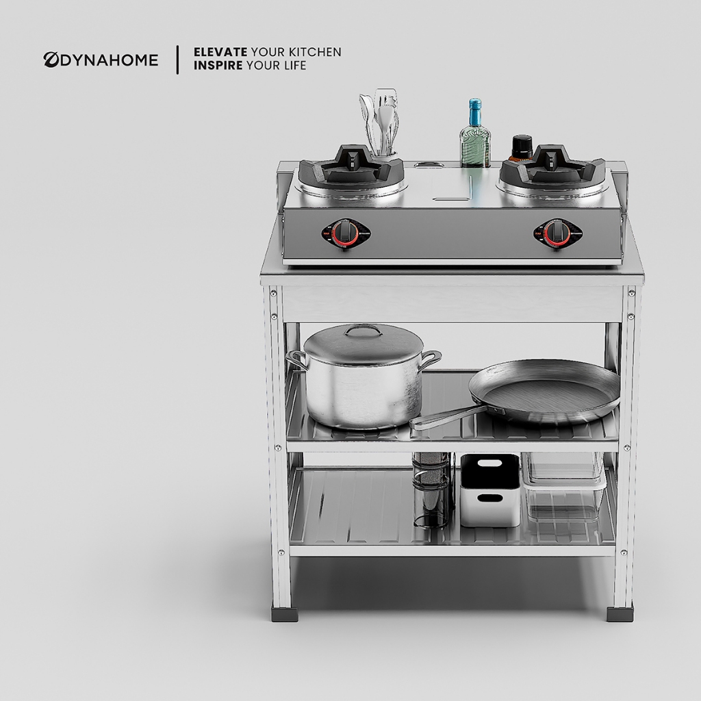 DYNAHOME ชั้นวางเตาคู่สแตนเลส เอนกประสงค์ รุ่น TB-2