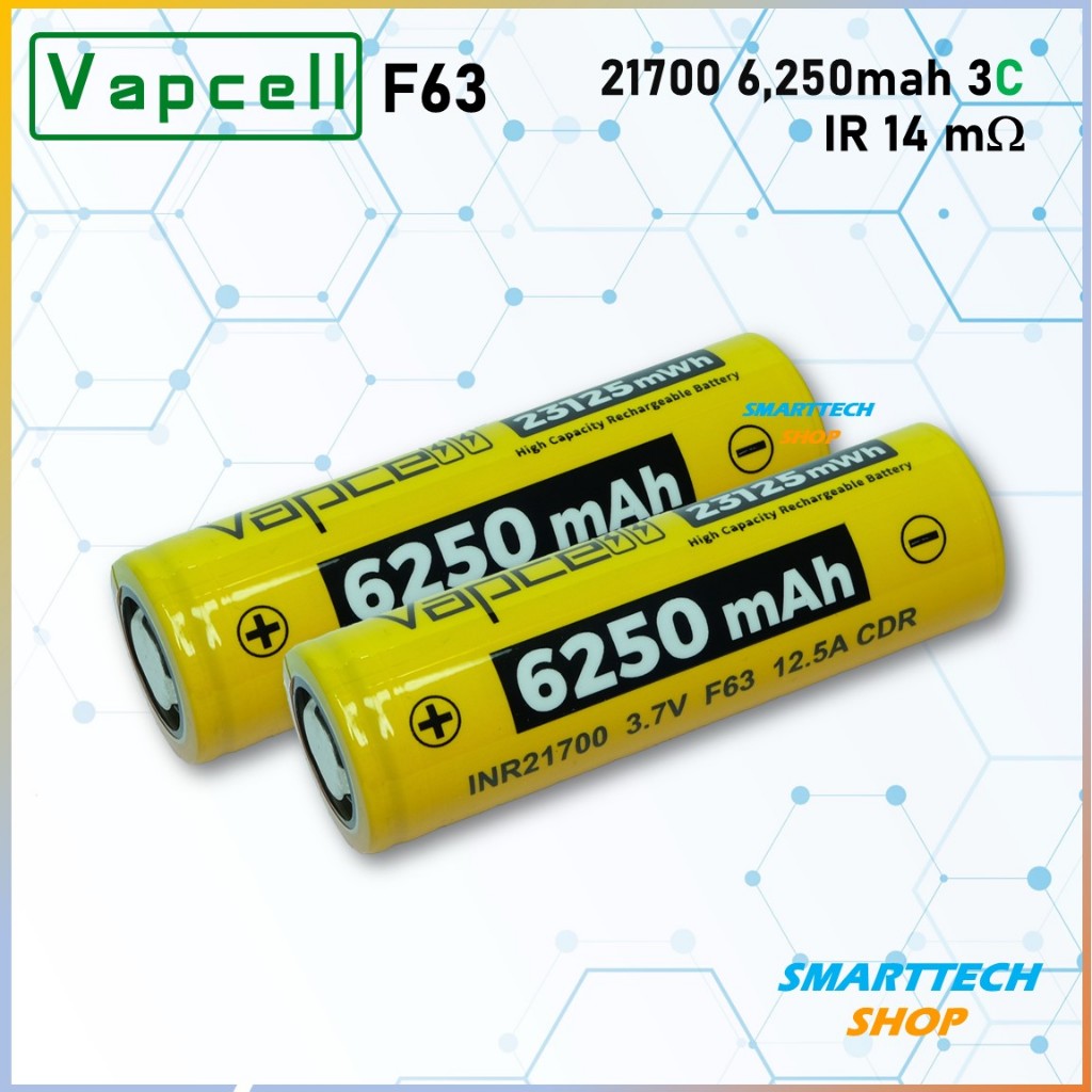 แบตเตอรี่ 21700 Vapcell F63 6,250mah ถ่านชาร์จ