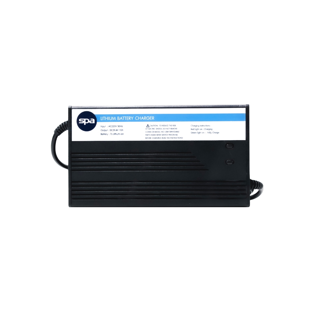 Spa เครื่องชาร์จแบตเตอรี่ลิเธียมไอออน 24V (29.4V 10A) สำหรับ 7S Li-ion / NMC Battery Charger