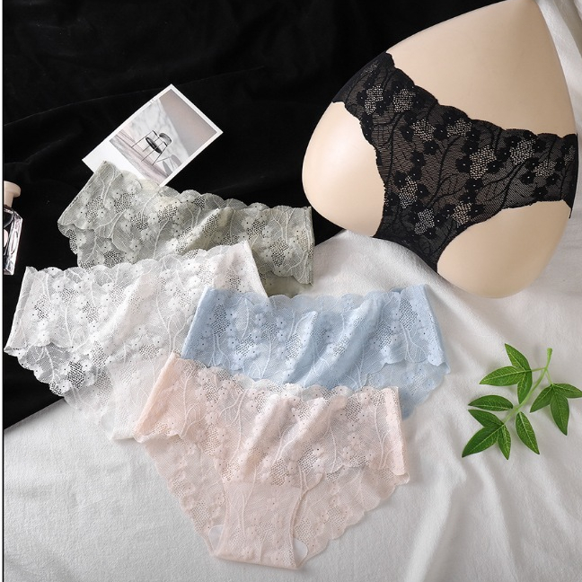 💥ดีไซน์เอวต่ำ💥กางเกงชั้นในผู้หญิง ลูกไม้ สไตล์เซ็กซี่ เป้าสองชั้นลดอับชื้อ กางเกงในผ้าซีทรู งานสวย ผ้านิ่มมาก ไม่คัน