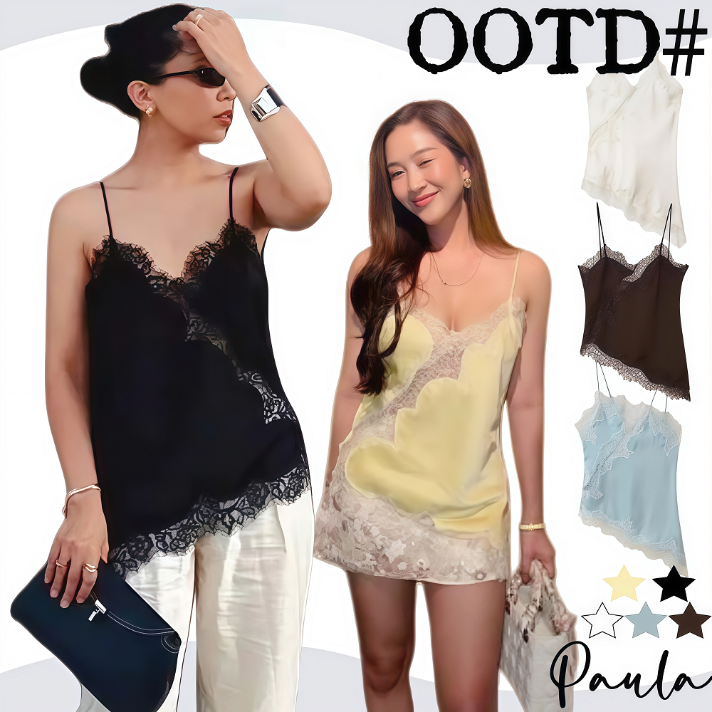 Paula พร้อมส่ง🌴เสื้อ ชุดชั้นในผู้หญิง🌴เสื้อสายเดี่ยวสไตล์ยุโรป-อเมริกัน  ผ้านิ่มมาก เซ็กซี่ แฟชั่น ลายลูกไม้สวยงาม