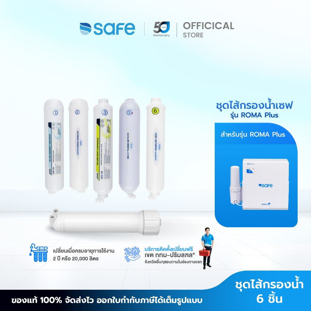 SAFE ไส้กรองน้ำ ROMA Plus น้ำด่าง สำหรับเครื่องกรองน้ำ รุ่น 10200286