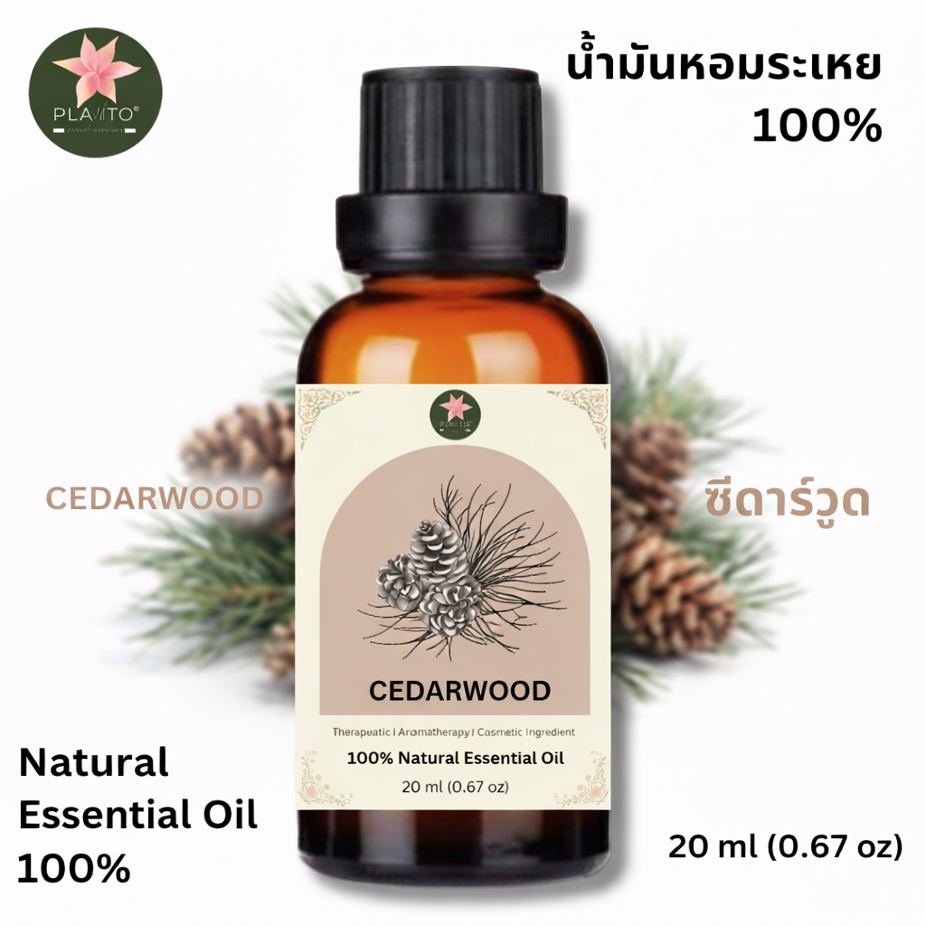 Cedarwood Essential Oil - น้ำมันซีดาร์วูดหอมระเหยแท้ 100% ขนาด 20 ml