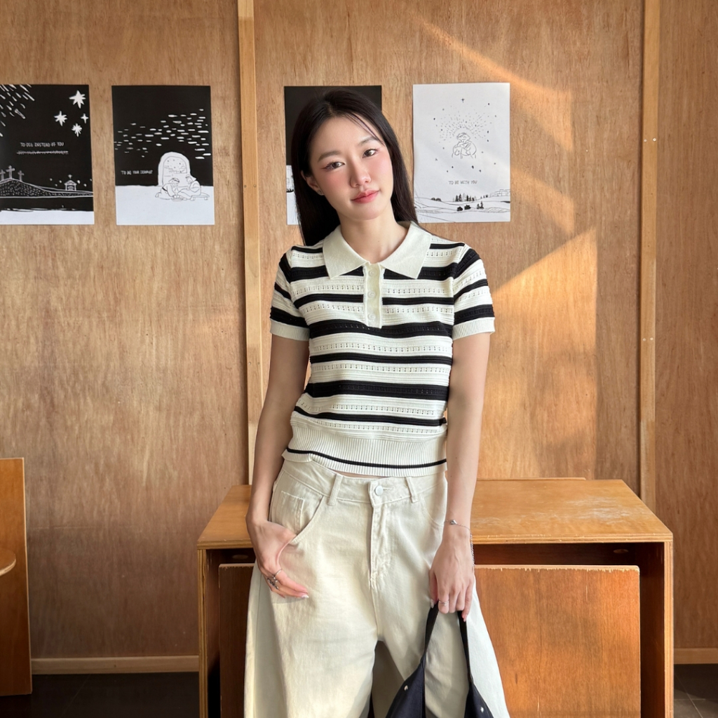 Ronnie Knit Top เสื้อไหมพรมแขนสั้น Miladi