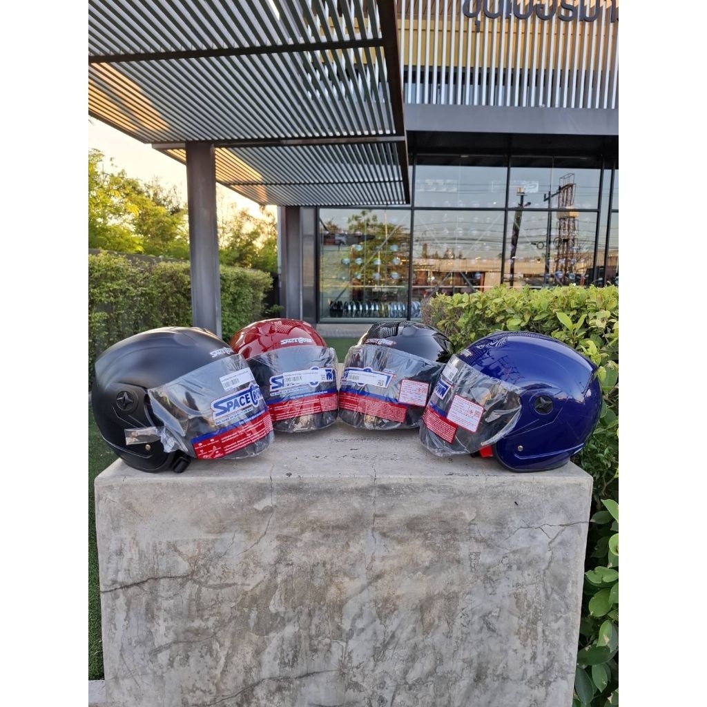 หมวกกันน็อค SPACECROWN รุ่น COSMO (ครึ่งใบ Free Sinz) ชิวหน้าสีชา