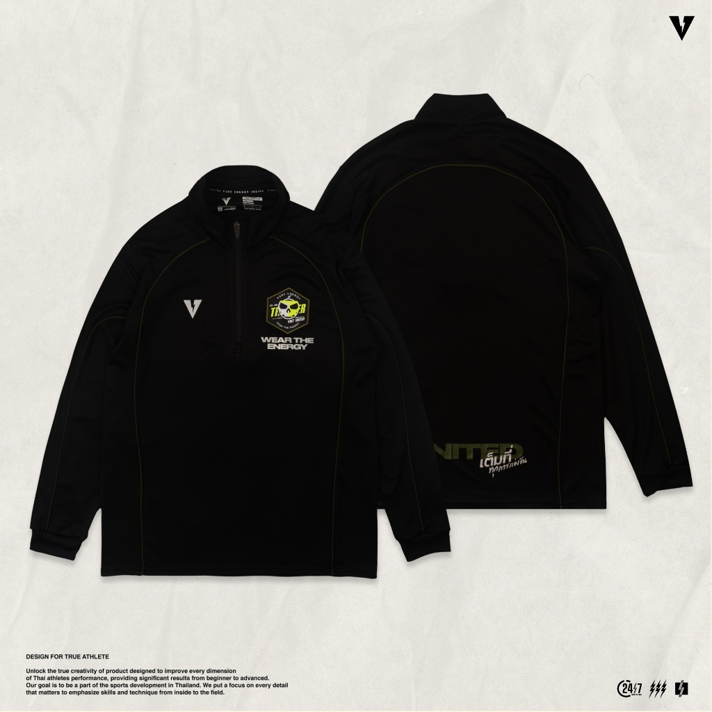 VOLT เสื้อแขนยาว GRAVITY 003 VOLT UNITED HALF ZIPPED BLACK