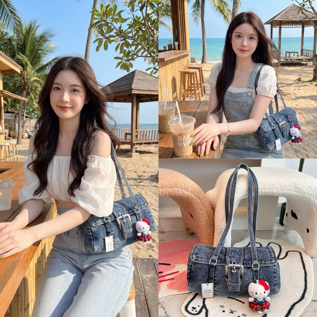 พร้อมส่ง Lidabagdesign กระเป๋ายีนส์ กระเป๋าสะพายผู้หญิง