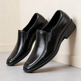 FBAShop รองเท้ายางผู้ชายใส่ทำงานรุ่นใหม่ หัวเหลี่ยม ข้อต่ำ โลฟเฟอร์ สไตล์อังกฤษ แบบสวม ใส่สบาย แนวสุภาพทางการ