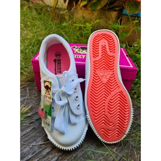 Gerry Gang รองเท้านักเรียน ประถม รองเท้านักเรียนหญิง ผ้าใบขาว พละ พื้นชมพู / ม่วง SALE-ไม่มีเพชรเหล็ก