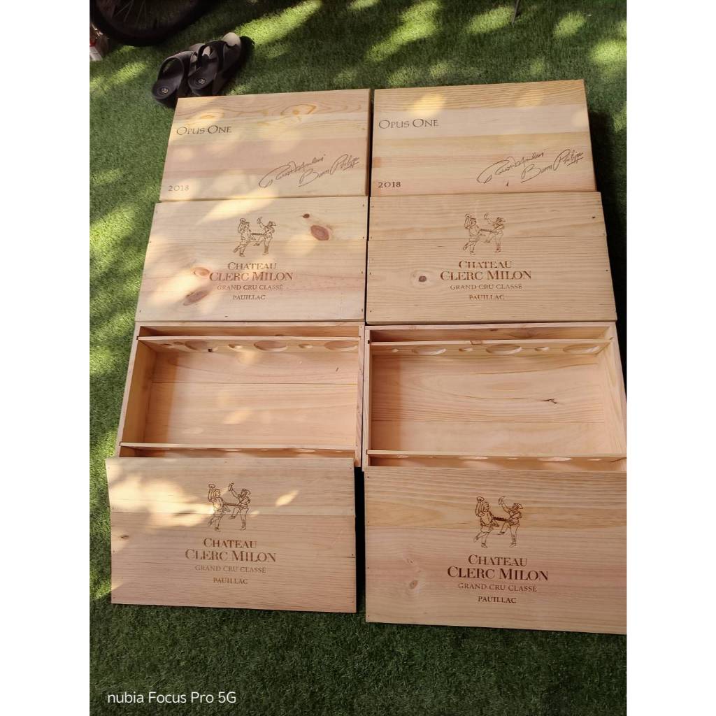 ลังไม้เปล่า  Opus One 2018 และ ลังไม้เปล่า Chateau  Clerc  Milton 2017