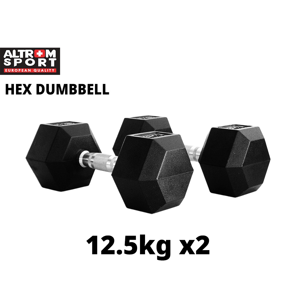 Altrom Sport DBH-12.5 HEX D ดัมเบลเหล็กหกเหลี่ยม Hex Rubber Dumbbell 12.5 kg