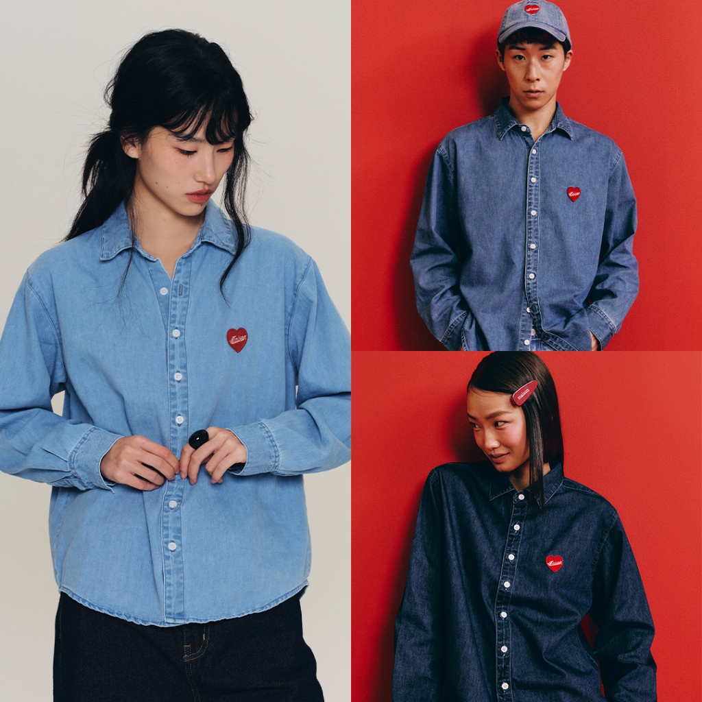 maison KEEPS | Kris Adore Denim Shirt | เสื้อเชิ้ตยีนส์ ปักโลโก้ Adore | มีให้เลือก 2 Size 42" และ 46"