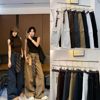 9367#กางเกงคาร์โก้ทรงกระบอกผ้านุ่มป้ายkeltis