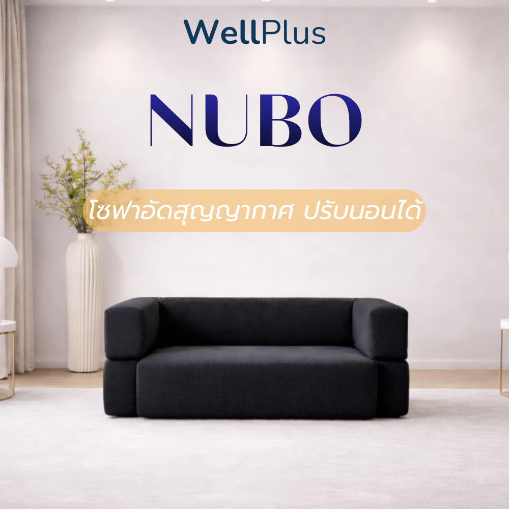 WellPlus โซฟาอเนกประสงค์[อัดสูญญากาศ] รุ่น NUBO ปรับนั่ง-นอนได้ ประหยัดพื้นที่ ดีไซน์มินิมอล พร้อมหมอนอิงฟรี 2 ใบ