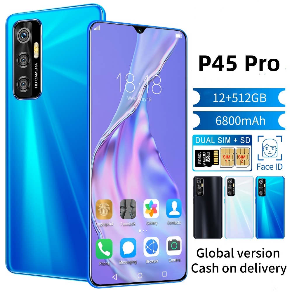 Smartphone P45 Pro 12GB RAM+512GB ROM 7.5inch full screen support 2 SIM card android 13.0 support ba