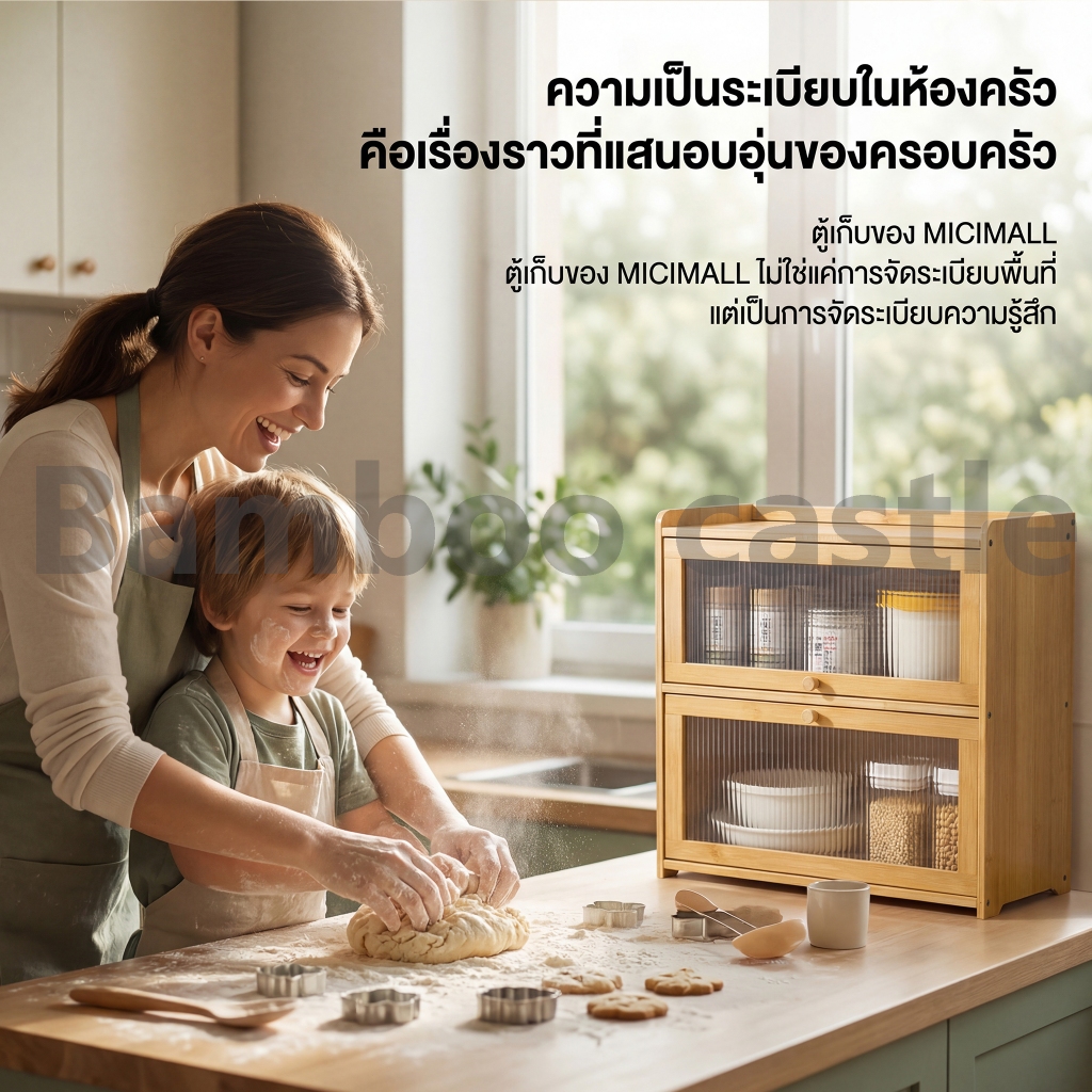 🐼 เคาเตอร์ครัว ที่เก็บของบนเคาน์เตอร์ ชั้นวางของในครัว เครื่องปรุงรส ชาม ตู้เก็บของ รูปที่ 8