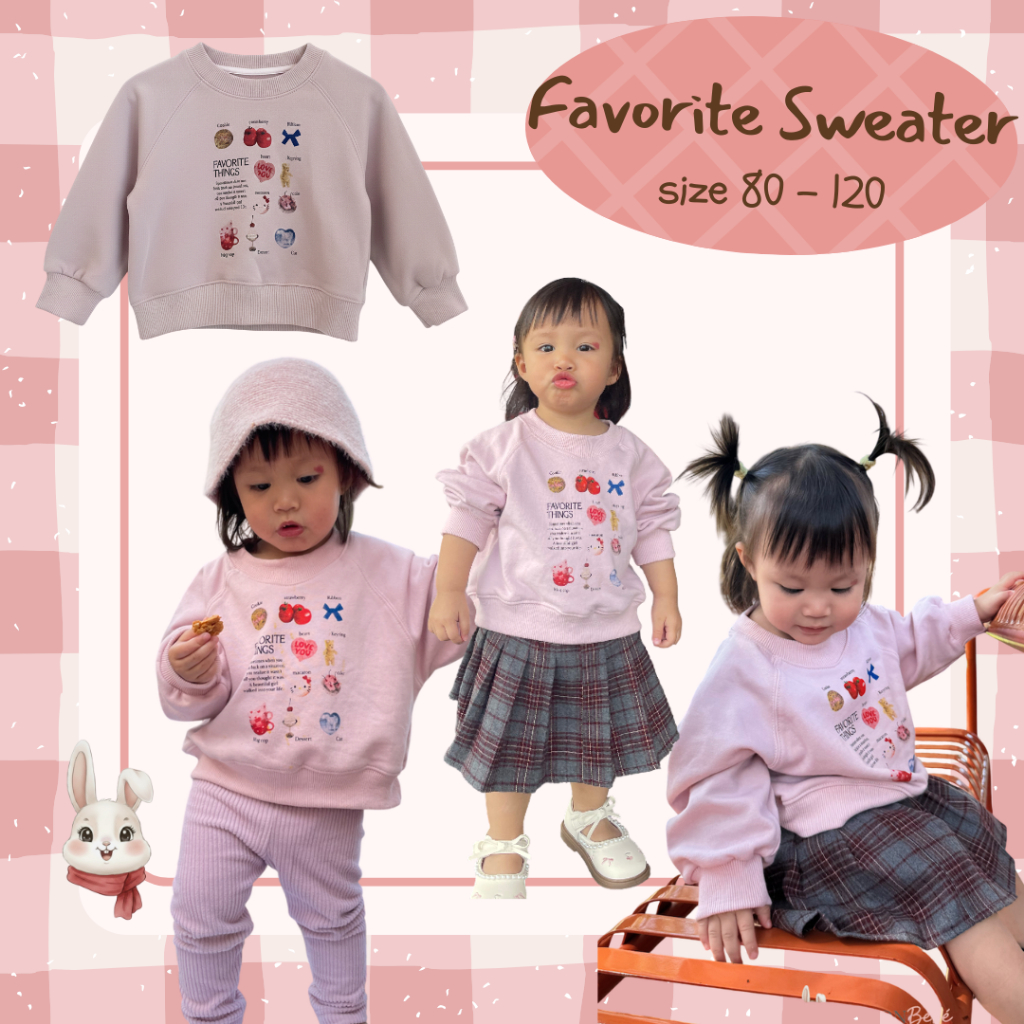 เสื้อแขนยาวเด็ก สีชมพู Favorite Sweater เสื้อsweaterเด็กผู้หญิง