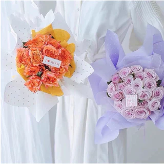 กระดาษฟลาว์ดสีพื้น ลายจุด ห่อช่อดอกไม้ ห่อของขวัญ