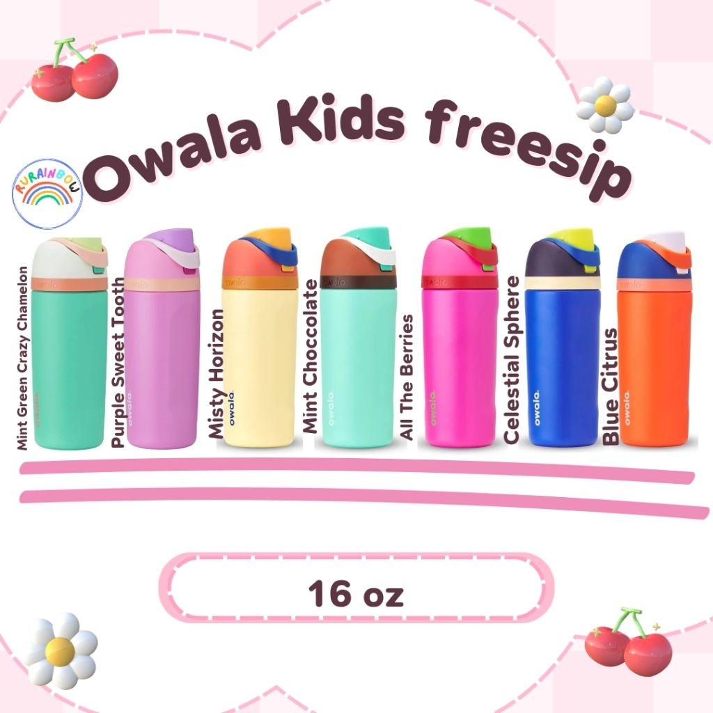 (พร้อมส่ง ของแท้นำเข้า🇺🇸)Owala  16oz Kids' Freesip ขวดน้ำเก็บความเย็น 16 ออนซ์