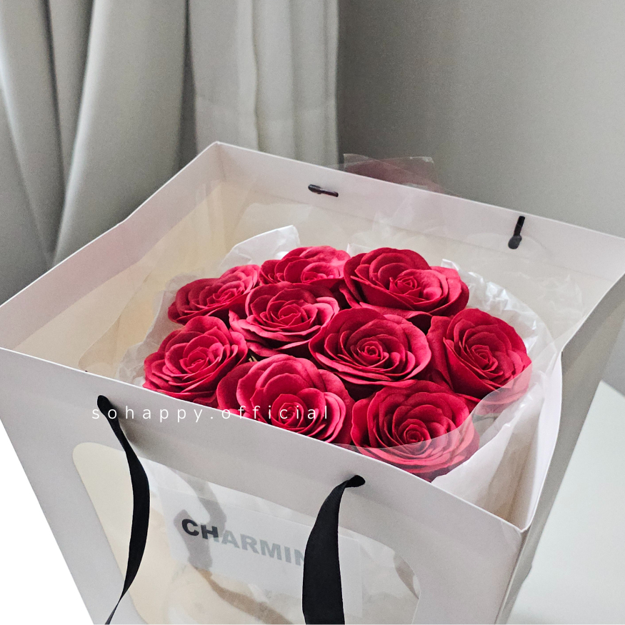 [กดแบบส่งทันที ก่อน16.00น. ได้รับภายในวัน] ช่อกุหลาบ ดอกใหญ่ พร้อมถุง+การ์ด ***ไม่ใช่ดอกสดค่ะ*** กุหลาบวาเลนไทน์ - รูปที่ 2