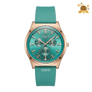 นาฬิกา BOLUN - โบลัน แท้ รหัส SS121 หน้าปัดกลม 3 วง ขอบพิ้งค์โกลด์ สายซิลิโคน มีหลายสี