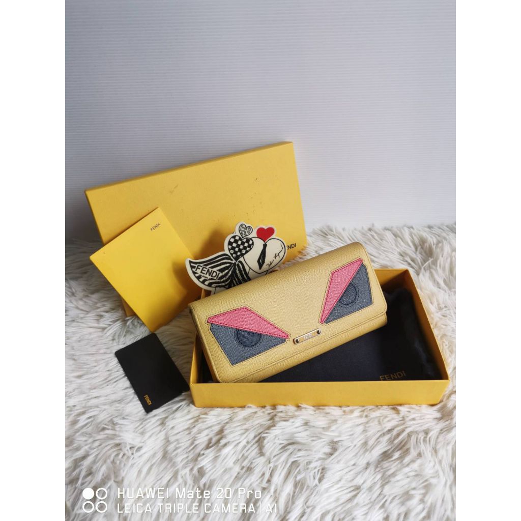 Fendi Monster Continental Wallet สภาพสวย ลายน่ารัก ภายในใส่ของได้เยอะ มือ2 ของแท้‼️