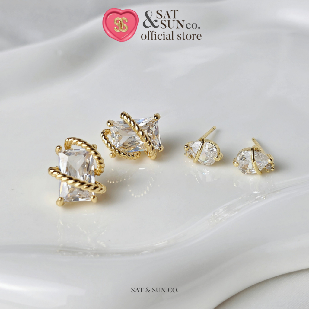 SATANDSUN It's Diamond Collection ต่างหูเพชร CZ เพชรสวยวิ๊งมากก น้ำใสมาก ใครชอบต่างหูเพชรติดหูห้ามพลาด