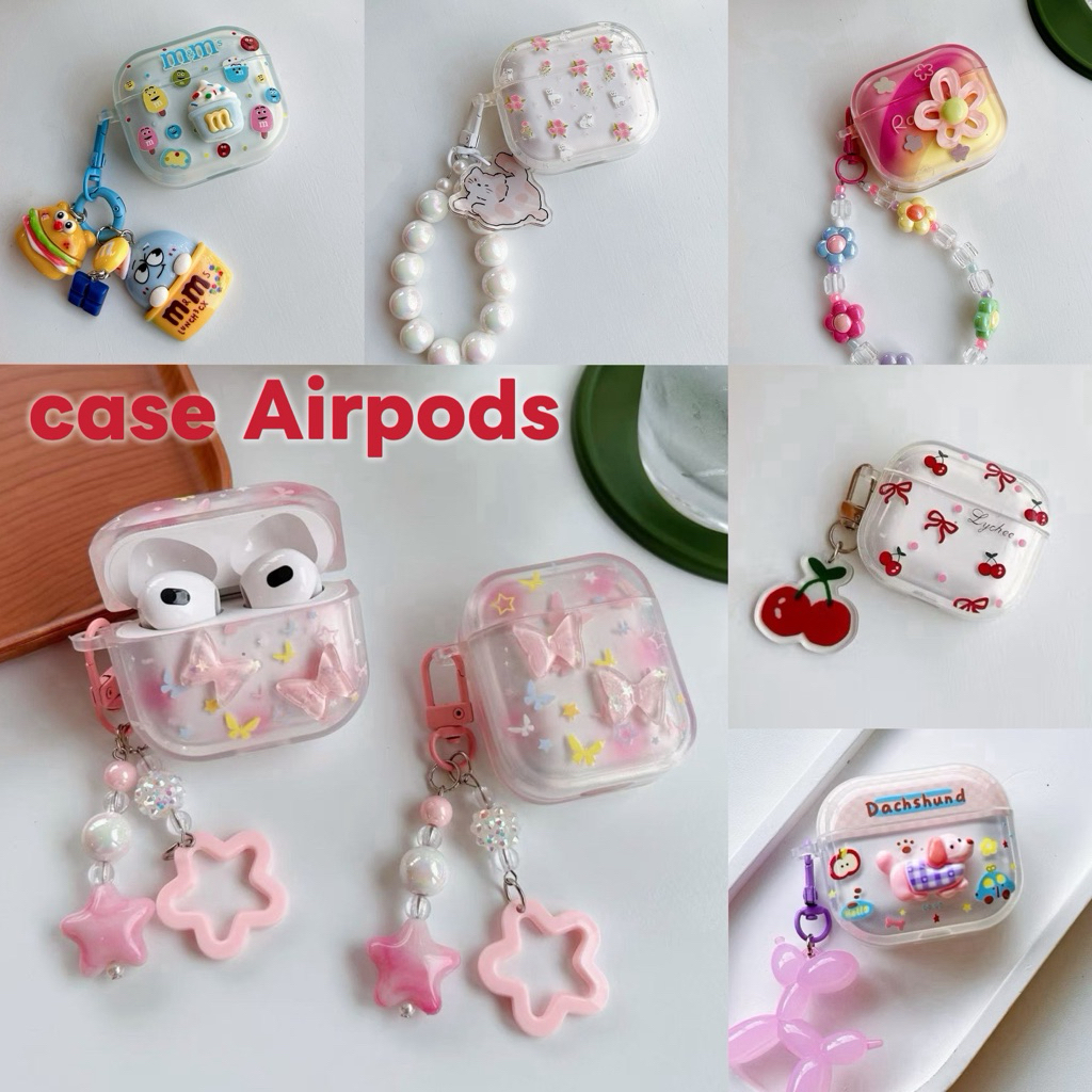 พร้อมส่ง เคสหูฟังAirpods4 ผีเสื้อ เคสใสการ์ตูนนูน  Airpods3 เคสหูฟังบลูทูธ gen gen1 gen2 เคสหูฟังไร้