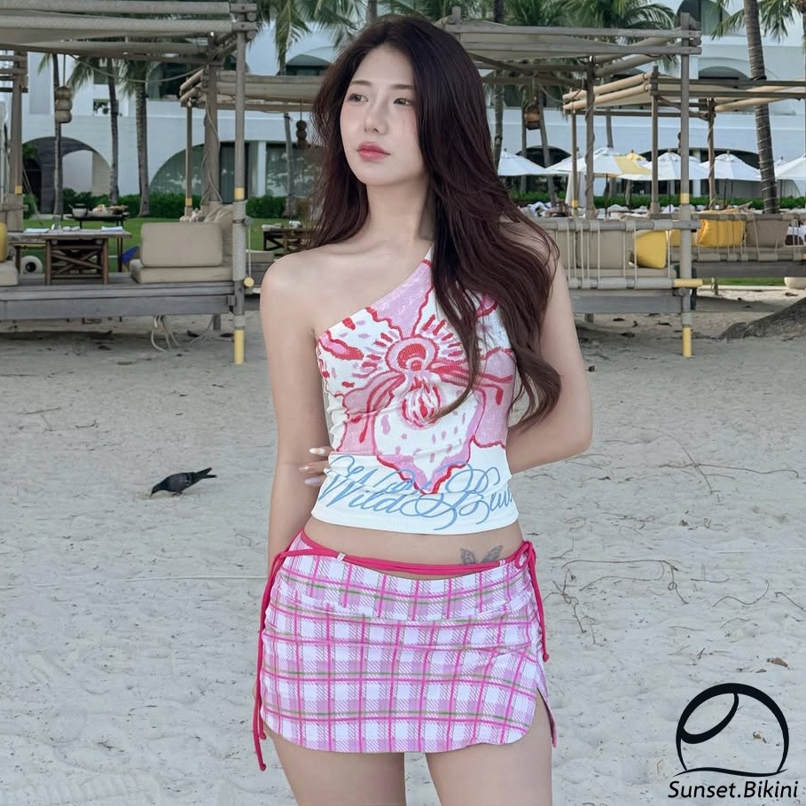 Sunset bikini🌊ชุดว่ายน้ำแฟชั่นทูพีช ชุดว่ายน้ำผู้หญิง ลายพิมพ์ดอกไม้ สไตล์เซ็กซี่ พร้อมส่ง❤
