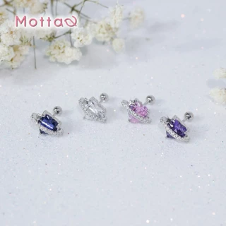 Motta Silver Earring จิวเงินแท้ ดาวเสาร์หัวใจหลากสี