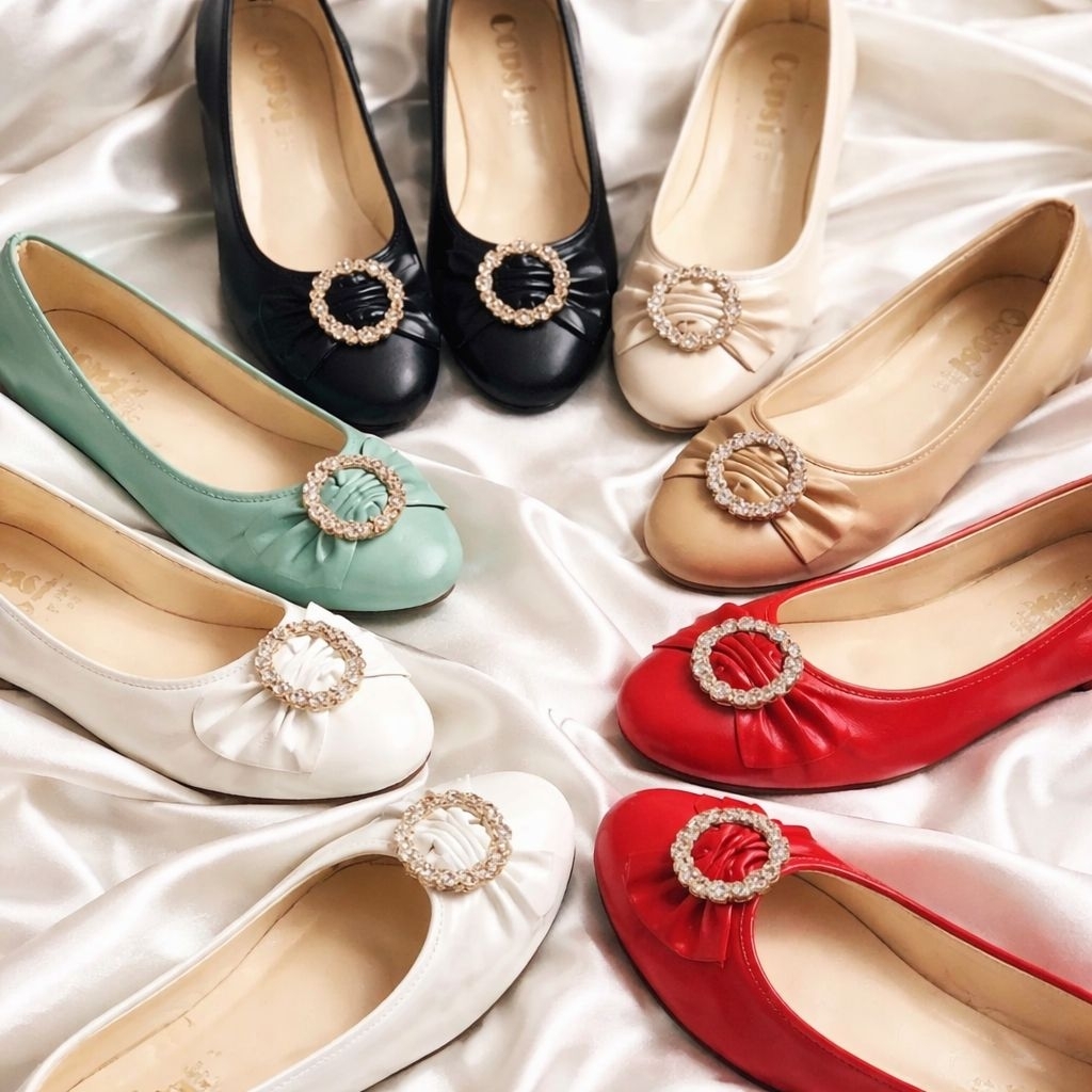 รองเท้าคัทชู size 36 - 45  Bigsize ส้นเตี้ย แบบโบว์ ล้อมเพชร ไซส์ใหญ่  มาใหม่คะ สีสวย สดใส หรูหรา น่ารักมาก ๆ คะ