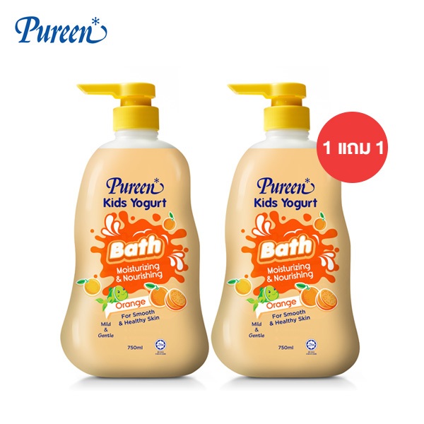 [Clearance 750 ml + ของแถม 750 ml.] Pureen เพียวรีน คิดส์โยเกิร์ต บาธ กลิ่นส้ม