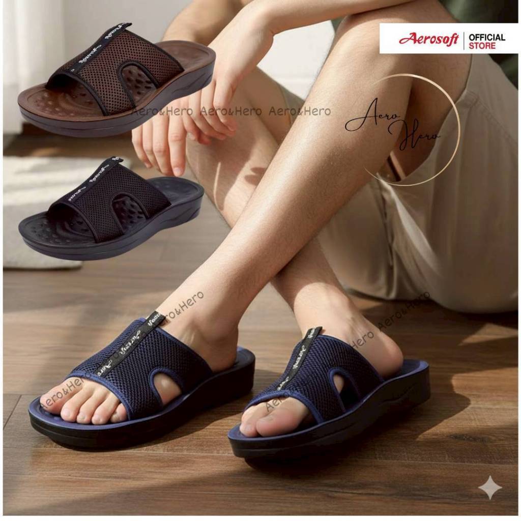 Aerosoftรองเท้าแตะชายสุขภาพ พื้นรองเท้านุมพิเศษ ใส่สบายเดินทั้งวันหรือทำงาน รุ่น SM3031