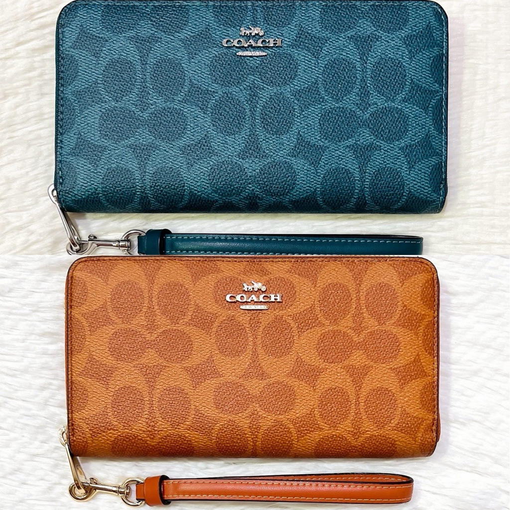 🎀 (สด-ผ่อน) CAO92 ลูกส้ม CA092 / C4452 CW778 LONG ZIP AROUND WALLET IN SIGNATURE CANVAS