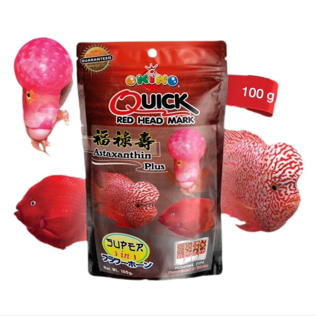 OKIKO โอกิโกะ อาหารปลาหมอสี QUICK RED ขนาด 100 กรัม