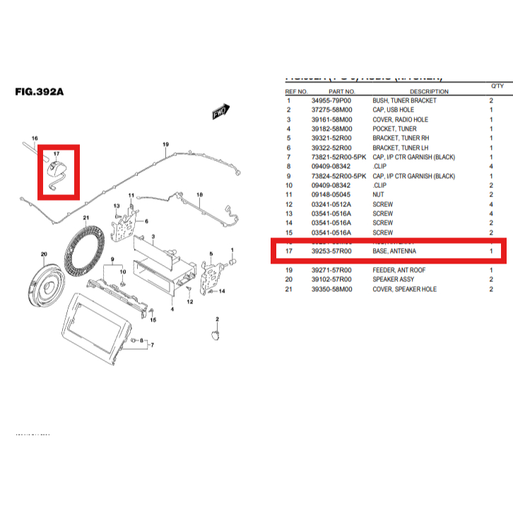 ฐานยึดก้านเสาอากาศ SUZUKI SWIFT All new