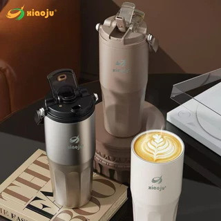 XIAOJU แก้วเก็บอุณหภูมิ ซับในเซรามิก เก็บร้อนเย็น กาแฟไม่ติดกลิ่น มีหูหิ้ว 4 ไซส์