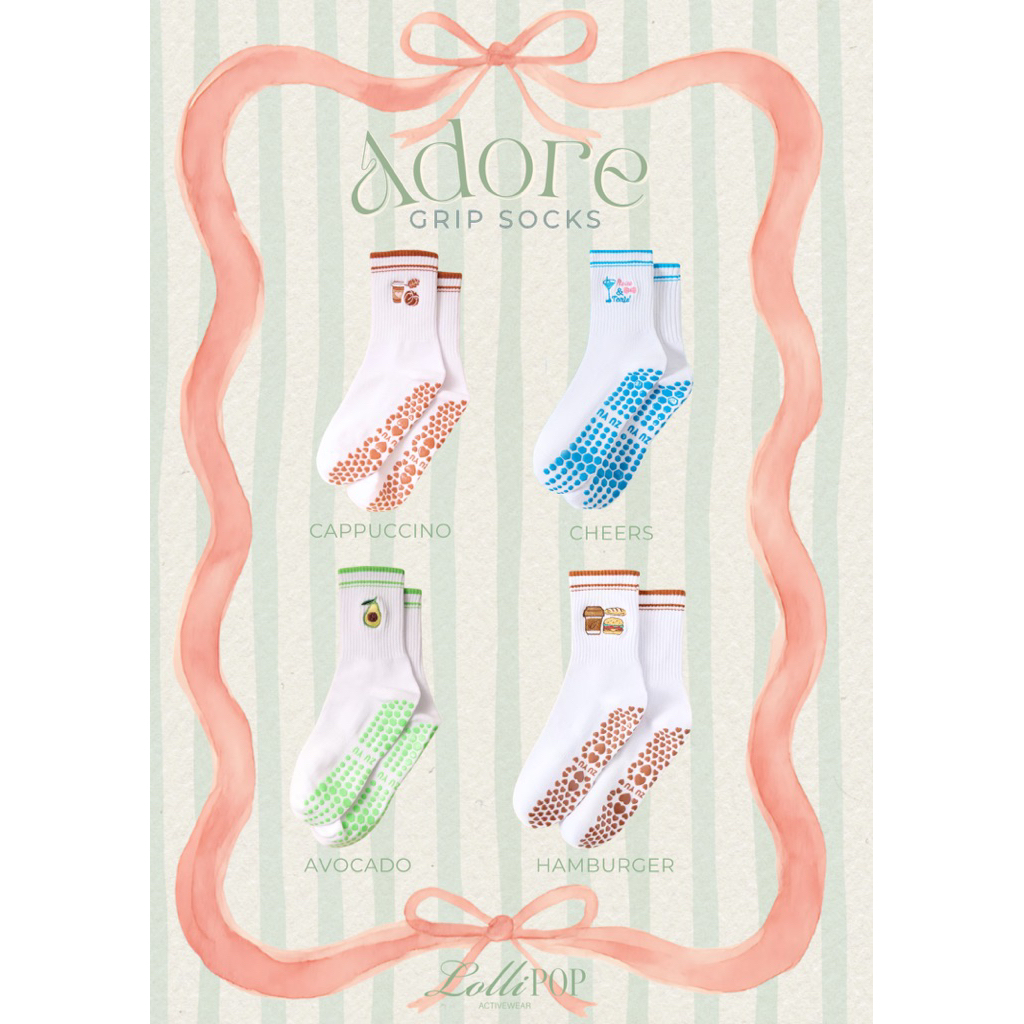 Adore Sock ถุงเท้าโยคะ ถุงเท้าพิลาทิส 🌈LOLLIPOP ACTIVEWEAR