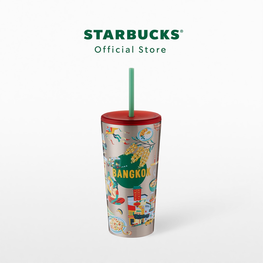 Starbucks Stainless Steel Bangkok Discovery Cold Cup 16oz. ทัมเบลอร์สตาร์บัคส์สแตนเลสสตีล ขนาด 16ออนซ์ A11180047