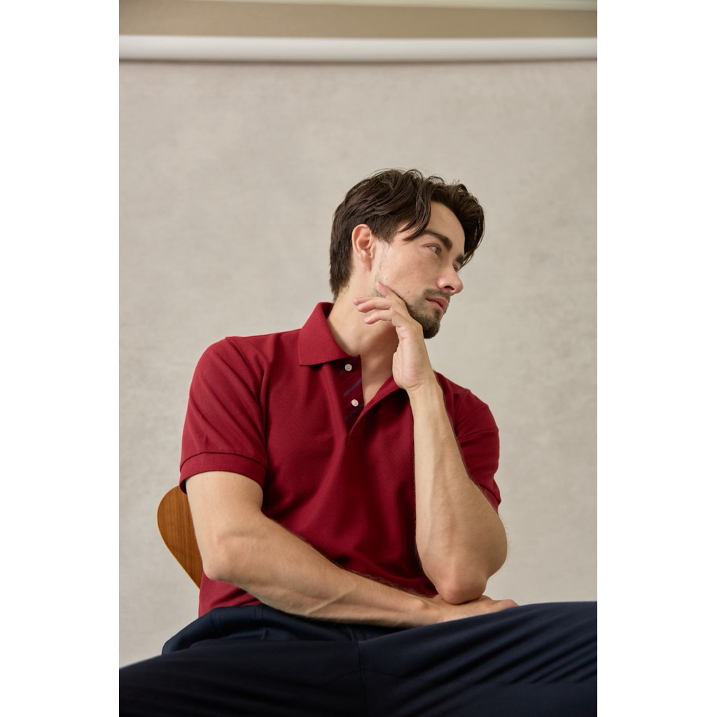 Thesilverneedle - classic pique polo โปโลแต่งสาบดีเทลผ้าทอ