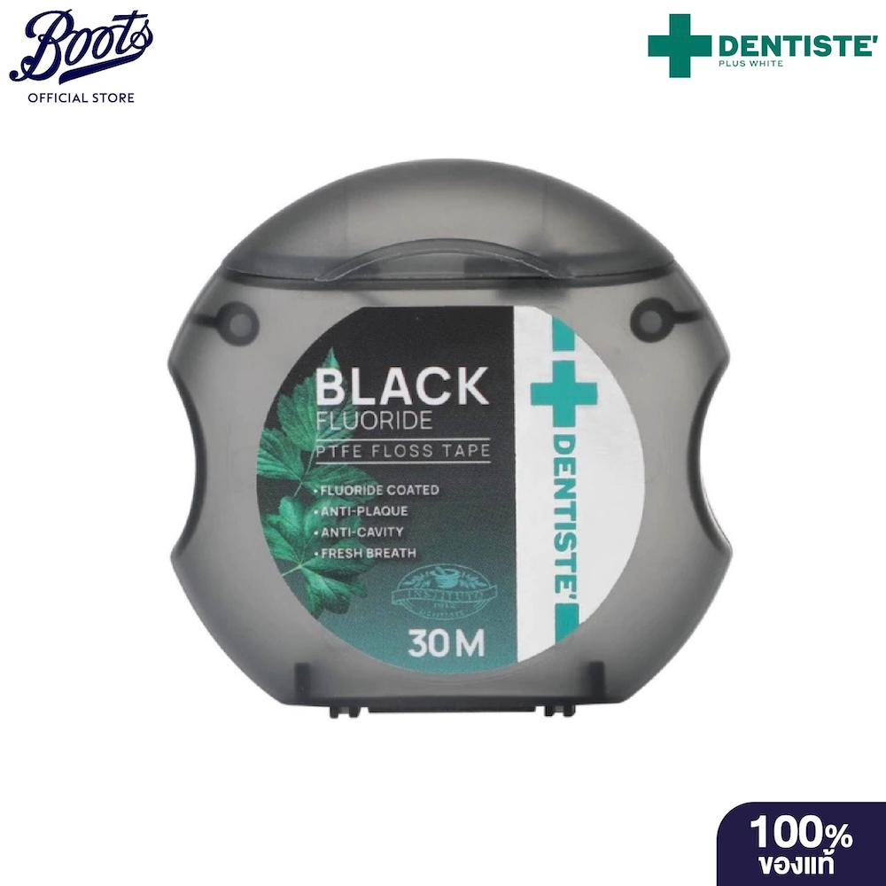 Dentiste Dental Black Ptfe Floss Tape With Fuloride 30M. เดนทิสเต้ เดนทัล แบล็ค ไหมขัดฟัน ยาว 30 เมตร