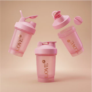 แก้วเชคโปรตีน Love protein ชนิด Food Grade พร้อมลูกบอลเชค แก้วสวย น้ำหนักเบา พกพาง่าย