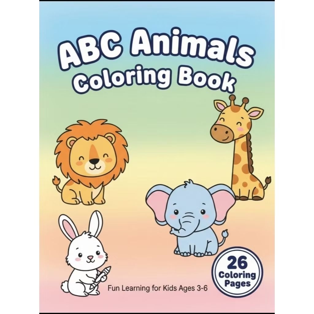 ABC Animals Coloring Book | สมุดระบายสีสัตว์ A4 ไฟล์ PDF พร้อมพิมพ์